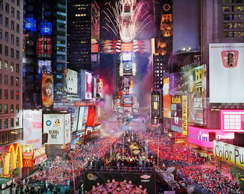 times square new year re-creation